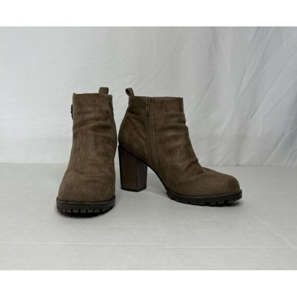 Sugar Women's Size 9M Foley Tan/Brown Chunky Block Heel  Ankle Boots Side Zipper